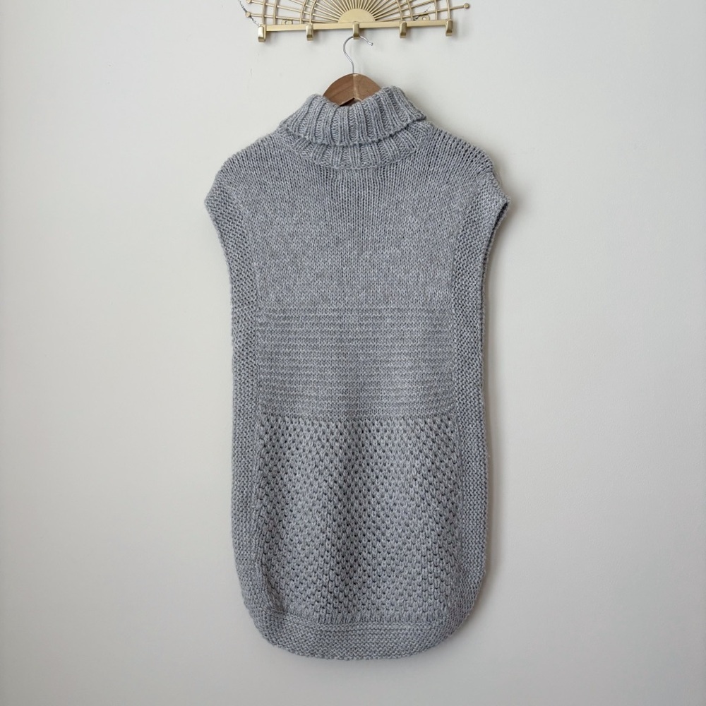 Apiece Apart Grey Fringe Alpaca Turtleneck Sweater Vest Small Grey Après-Ski - Picture 7 of 12